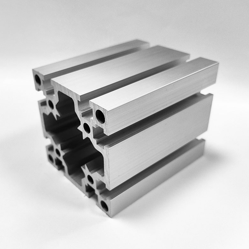 HS-8-8080G Verdicktes industrielles Aluminiumprofil mit quadratischen Schlitzen, 80 quadratisches silbernes, robustes festes Aluminium